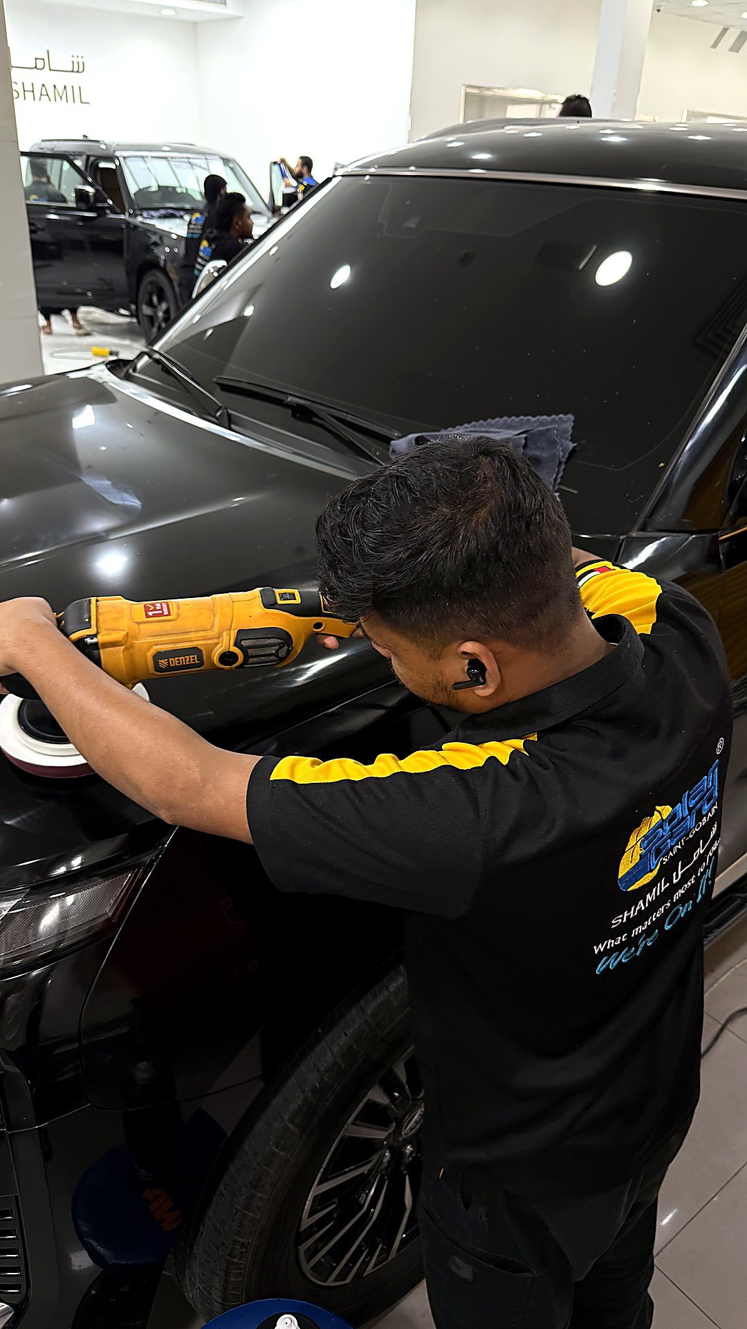 Nissan Patrol — machine polish in progress, Shamil Trading Sharjah